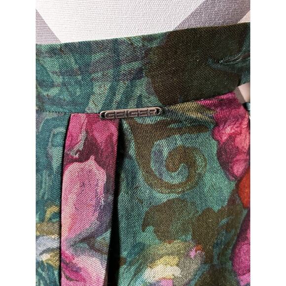 Vintage Geiger Wool Midi Skirt Pleated Floral Lined Austria Womens Size 6 Pocket - Picture 3 of 8